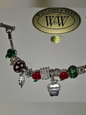 September Sass Willabee & Ward Apple Charm Bracelet - Red & Green Accents